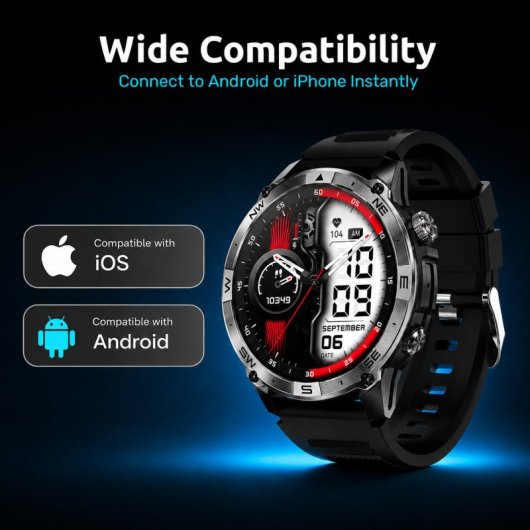 Nilait Watch Commeta One smartwatch AMOLED con GPS de alto rendimiento (Negro)