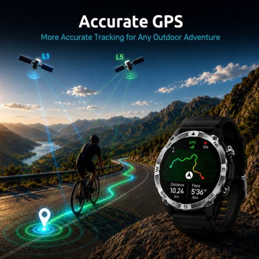 Nilait Watch Commeta One smartwatch AMOLED con GPS de alto rendimiento (Negro)