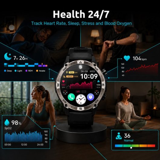 Nilait Watch Commeta One smartwatch AMOLED con GPS de alto rendimiento (Negro)