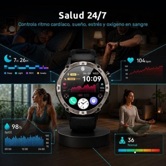 Nilait Watch Commeta One smartwatch AMOLED con GPS de alto rendimiento (Negro)