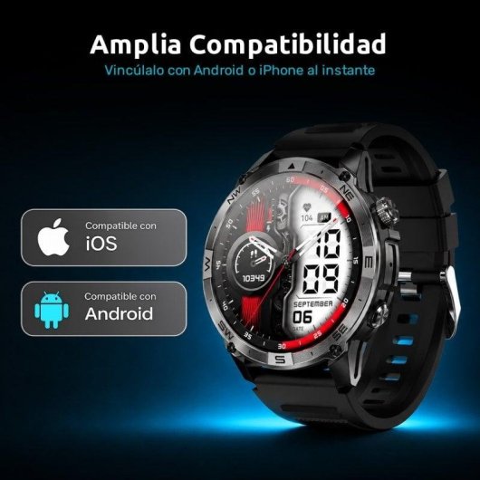 Nilait Watch Commeta One smartwatch AMOLED con GPS de alto rendimiento (Negro)
