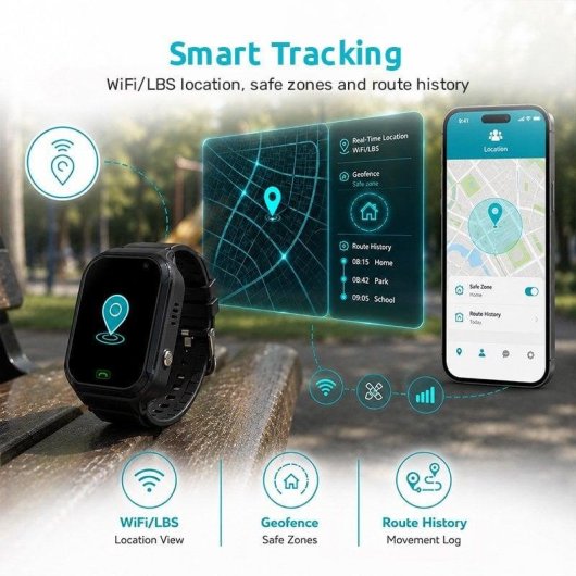 Nilait Kids Watch Safe GPS Smartwatch Infantil 4G con Videollamadas, Llamadas y Botón SOS Negro