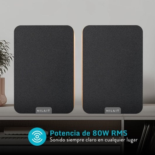 Nilait Hiphoniq Altavoces Bluetooth 80W RMS HDMI ARC, Óptico, USB, RCA y Bluetooth Marrón
