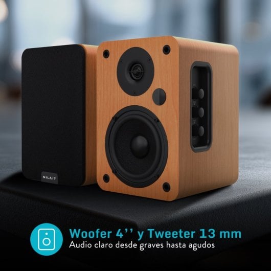 Nilait Hiphoniq Altavoces Bluetooth 80W RMS HDMI ARC, Óptico, USB, RCA y Bluetooth Marrón
