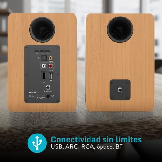 Nilait Hiphoniq Altavoces Bluetooth 80W RMS HDMI ARC, Óptico, USB, RCA y Bluetooth Marrón