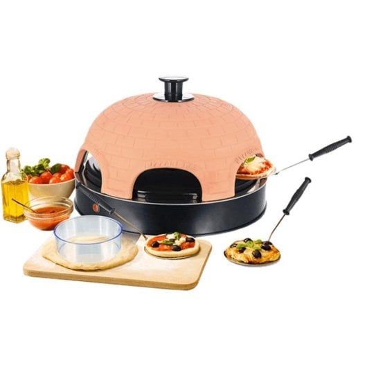 Forno pizza Emerio PO-115984 ceramica 6 pizze 1200 W nero arancione