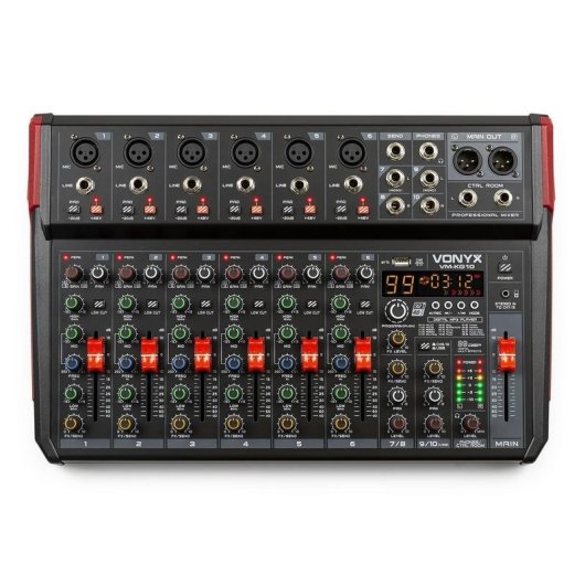 Mezclador de audio Vonyx VM-KG10 10 canales Bluetooth pantalla LED