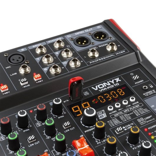 Mezclador de audio Vonyx VM-KG10 10 canales Bluetooth pantalla LED