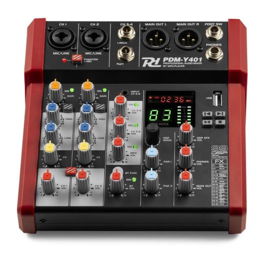 Mezclador de audio Power Dynamics PDM-Y401 4 canales Bluetooth negro