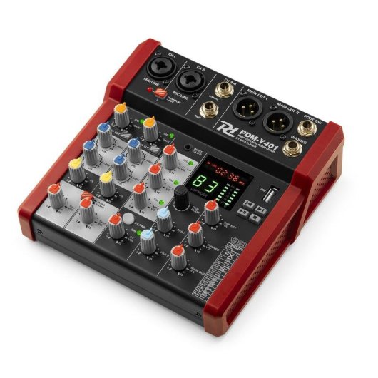Mezclador de audio Power Dynamics PDM-Y401 4 canales Bluetooth negro