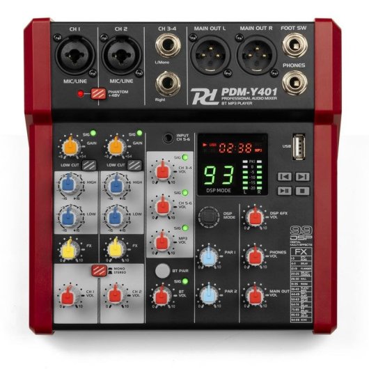 Mezclador de audio Power Dynamics PDM-Y401 4 canales Bluetooth negro