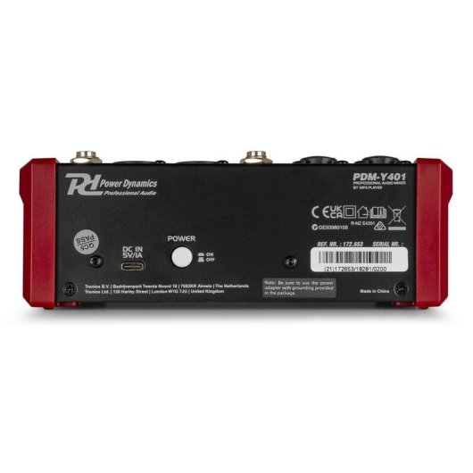 Mezclador de audio Power Dynamics PDM-Y401 4 canales Bluetooth negro