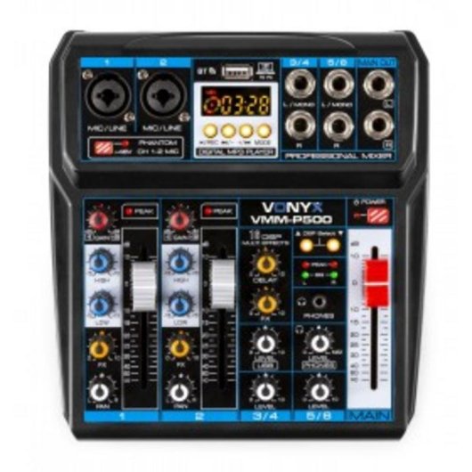 Mezclador de audio Vonyx VMM-P500 4 canales USB efectos DSP compacto