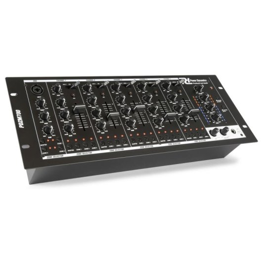 Mezclador de audio Power Dynamics PDZM700 6 canales 4 zonas USB XLR EQ 3 bandas
