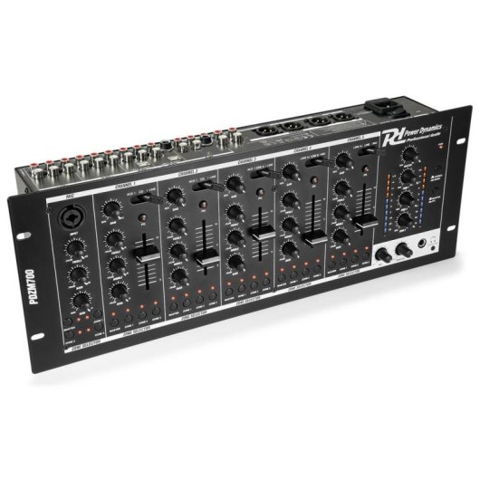 Mezclador de audio Power Dynamics PDZM700 6 canales 4 zonas USB XLR EQ 3 bandas