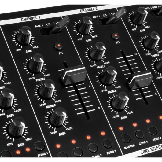Mezclador de audio Power Dynamics PDZM700 6 canales 4 zonas USB XLR EQ 3 bandas