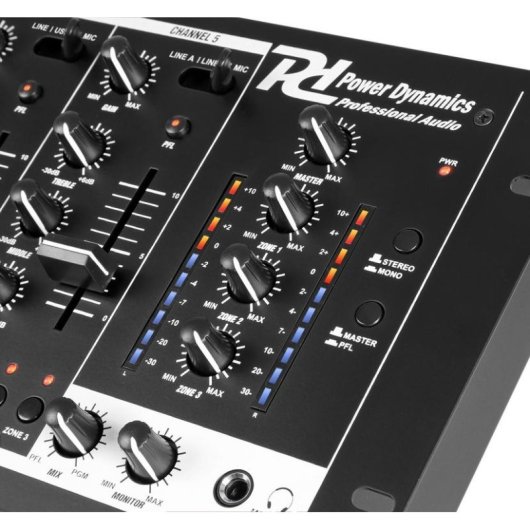Mezclador de audio Power Dynamics PDZM700 6 canales 4 zonas USB XLR EQ 3 bandas