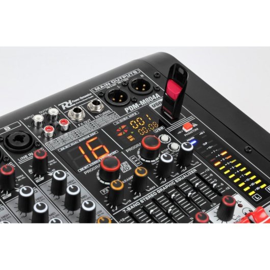 Mezclador de audio Power Dynamics PDM-M804A 2 canales Bluetooth ecualizador 7 bandas