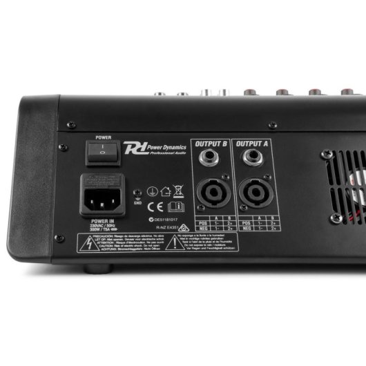 Mezclador de audio Power Dynamics PDM-M804A 2 canales Bluetooth ecualizador 7 bandas