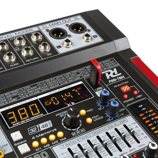 Mezclador de audio Power Dynamics PDM-T804 8 canales pantalla USB EQ 7 bandas