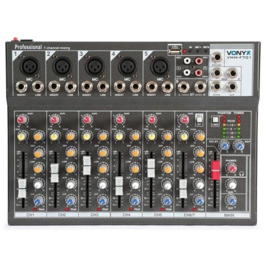 Mezclador de audio Vonyx VMM-F701 7 canales efecto eco reproductor USB