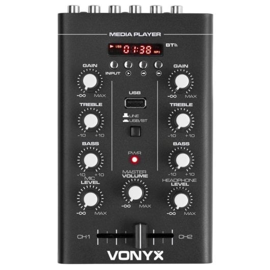 Mezclador Vonyx STM500BT 2 canais BT portátil Leitor MP3 USB Preto