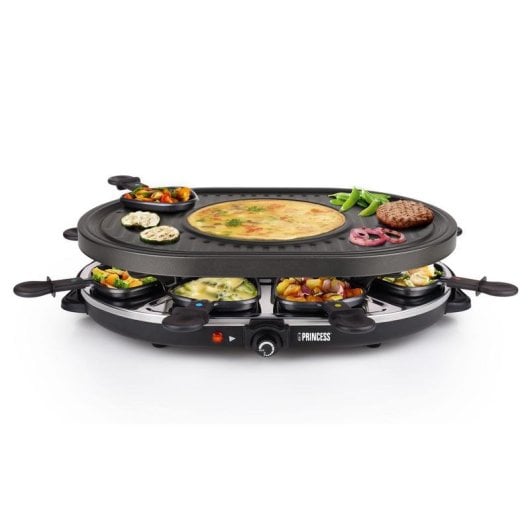 Grill intérieur Princess 162700 Oval Grill Party Raclette 8 personnes plaque crêpes