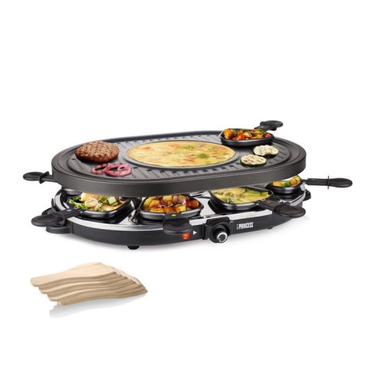 Grill intérieur Princess 162700 Oval Grill Party Raclette 8 personnes plaque crêpes