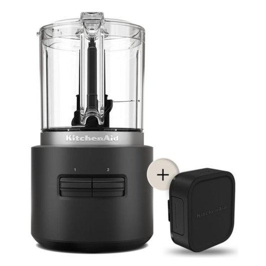 Picadora eléctrica KitchenAid 5KFCR531BM 1,18 L batería 12 V dos velocidades negra