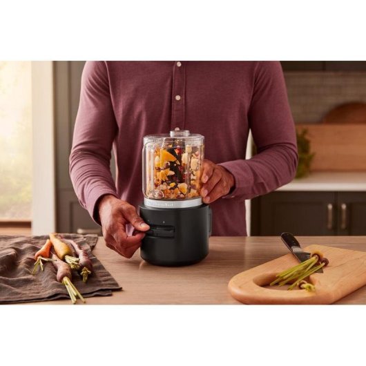 Picadora eléctrica KitchenAid 5KFCR531BM 1,18 L batería 12 V dos velocidades negra