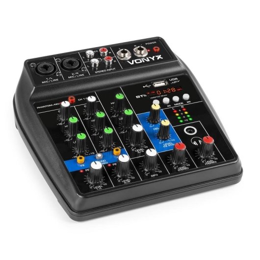 Mezclador de audio Vonyx VMM100 3 canales Bluetooth ecualizador LED USB