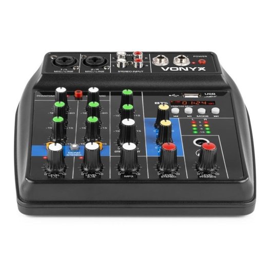 Mezclador de audio Vonyx VMM100 3 canales Bluetooth ecualizador LED USB