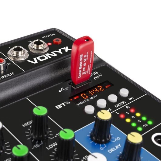 Mezclador de audio Vonyx VMM100 3 canales Bluetooth ecualizador LED USB