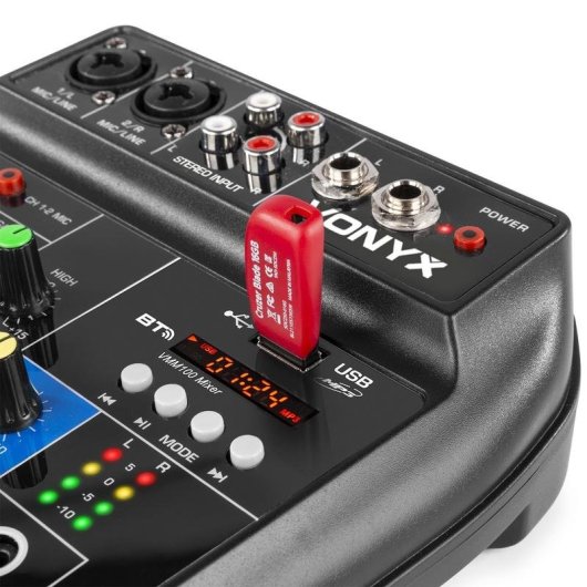 Mezclador de audio Vonyx VMM100 3 canales Bluetooth ecualizador LED USB