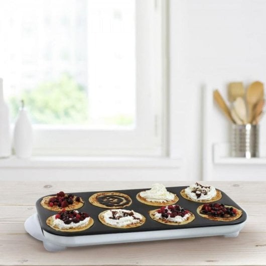 Crepeira LIVOO Maxi 8 crepes 1500W Antiaderente Branco 12cm