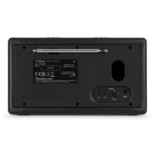 Radio portátil Audizio Tune60-BK DAB+ FM Bluetooth LCD 2.4" MicroSD Negro