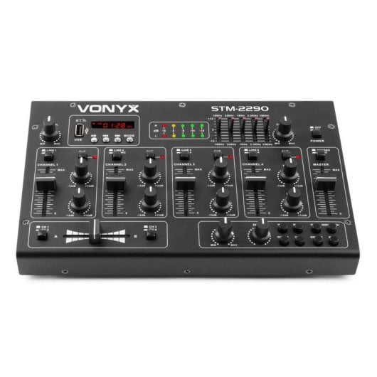 Audiomischer Vonyx STM-2290 8 Kanäle BT MP3 EQ Effekte USB Schwarz
