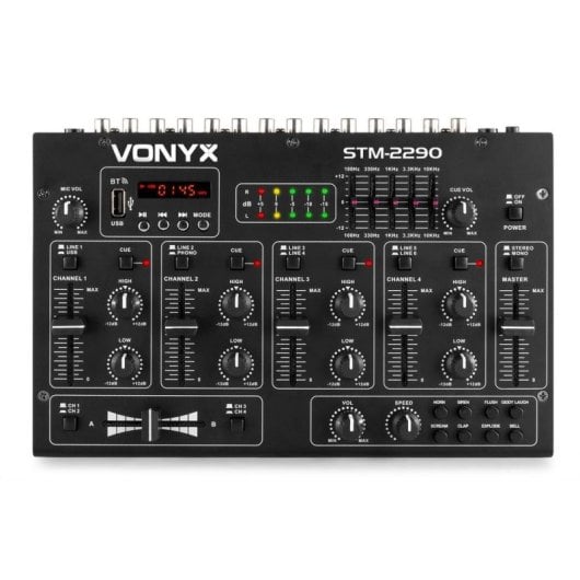 Audiomischer Vonyx STM-2290 8 Kanäle BT MP3 EQ Effekte USB Schwarz