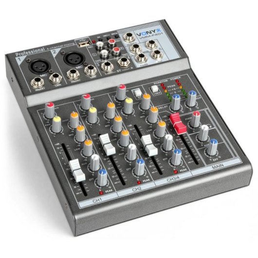 Mezclador de audio Vonyx VMM-F401 4 canales efecto eco reproductor USB