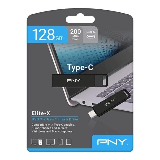 USB-Stick PNY Elite-X 128GB USB Typ-C 3.2 Gen 1 Schwarz