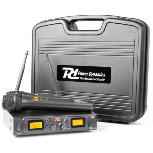 Micrófono Power Dynamics PD782 inalámbrico de mano UHF con receptor rack