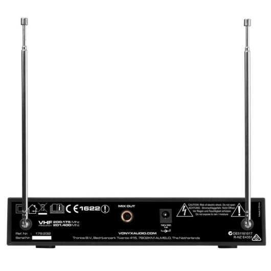 Micrófono Vonyx WM522 inalámbrico VHF doble mano con funda de transporte