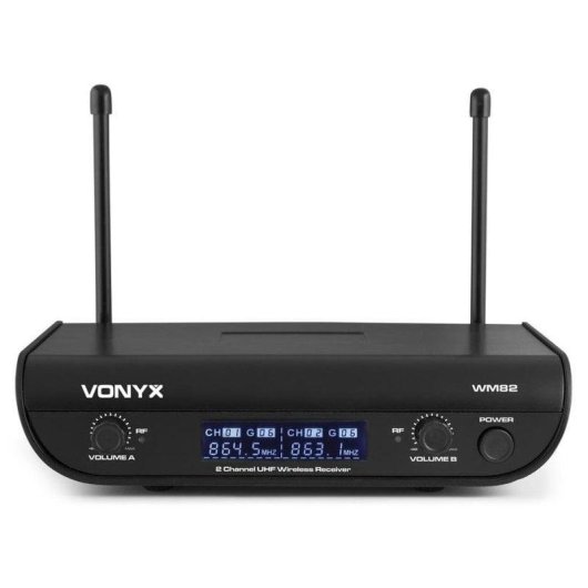Microfono Vonyx WM82 wireless UHF Mini-XLR doppio palmare con custodia