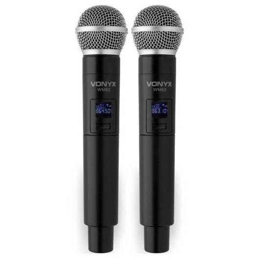 Microfono Vonyx WM82 wireless UHF Mini-XLR doppio palmare con custodia