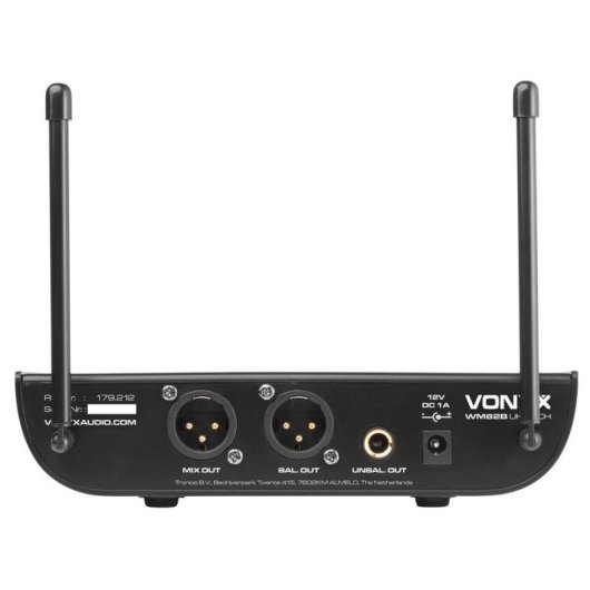 Microfono Vonyx WM82 wireless UHF Mini-XLR doppio palmare con custodia