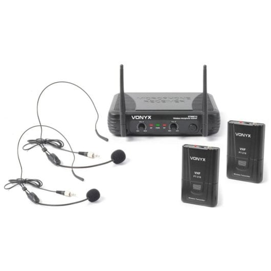 Micrófono Vonyx STWM712H inalámbrico VHF doble petaca con micro de cabeza