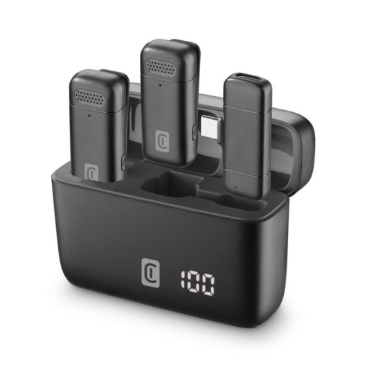 Micrófono Cellularline Talk Pro USB-C inalámbrico con reducción de ruido y doble micrófono