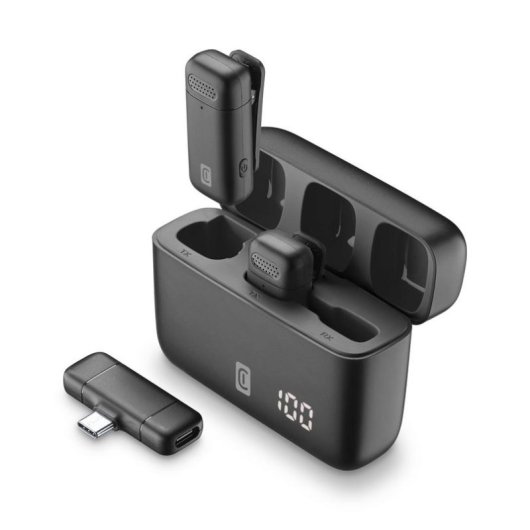Micrófono Cellularline Talk Pro USB-C inalámbrico con reducción de ruido y doble micrófono