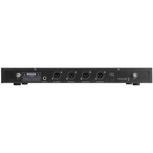 Micrófono Power Dynamics PD504 inalámbrico UHF de mano con 4 canales y receptor