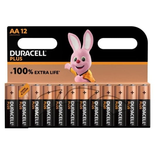 Batterie Duracell PLUS AA 12 Stück Alkali Blister Beige Schwarz